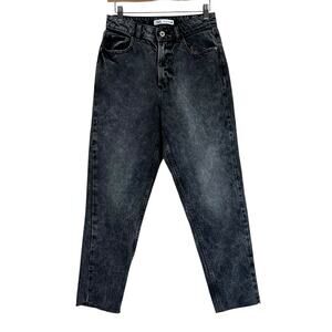 Zara Jeans Womens 4 Gray Acid Wash High Rise Straight Leg Y2K Grunge Retro 90s